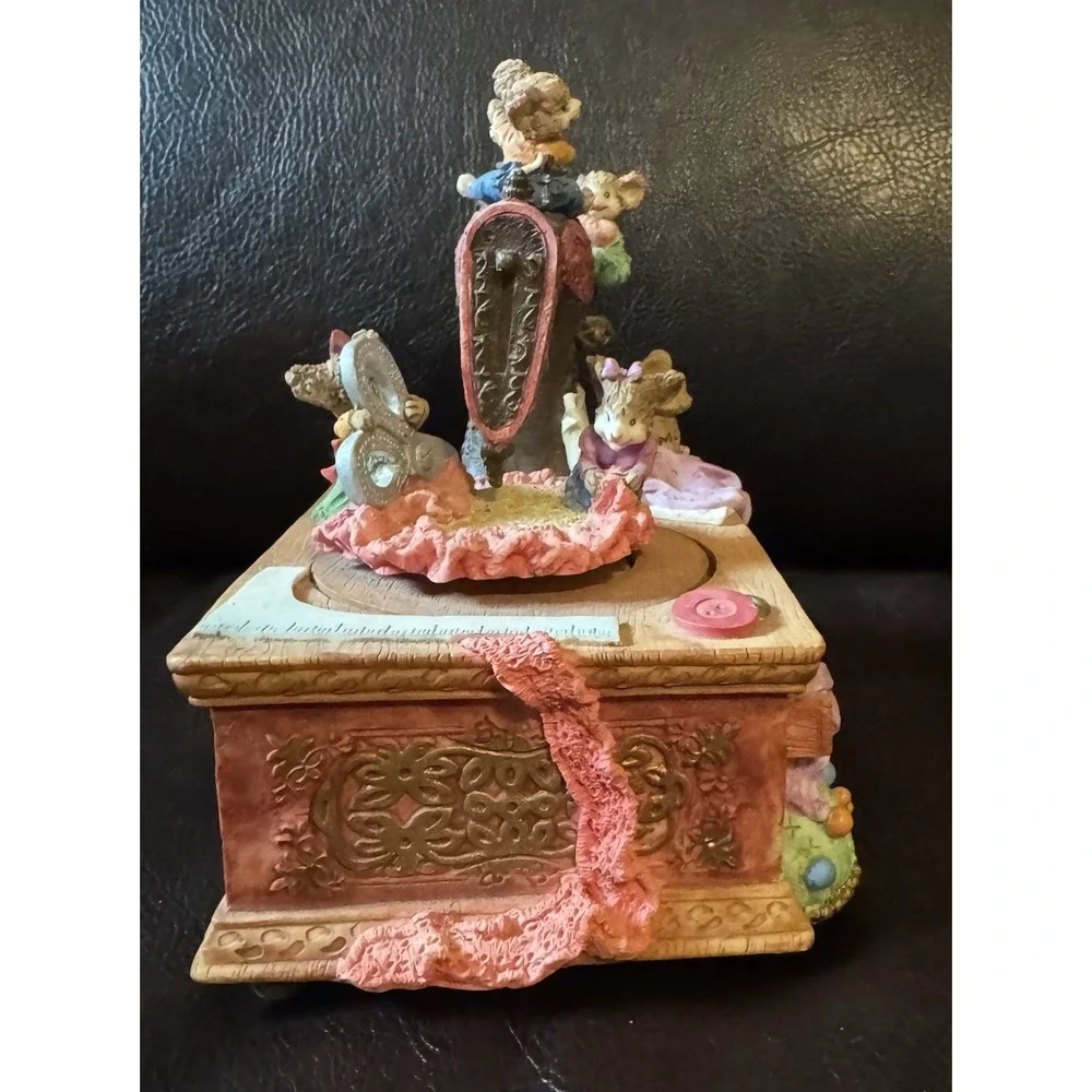 Vintage Motion Music Box Mice On Sewing Machine Tested Tea For Two